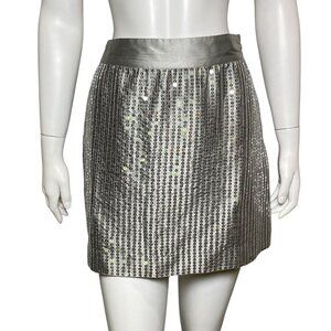 Y2K Gap Factory Silver Sequin Mini Skirt Womens Size 8 Lined Party Club